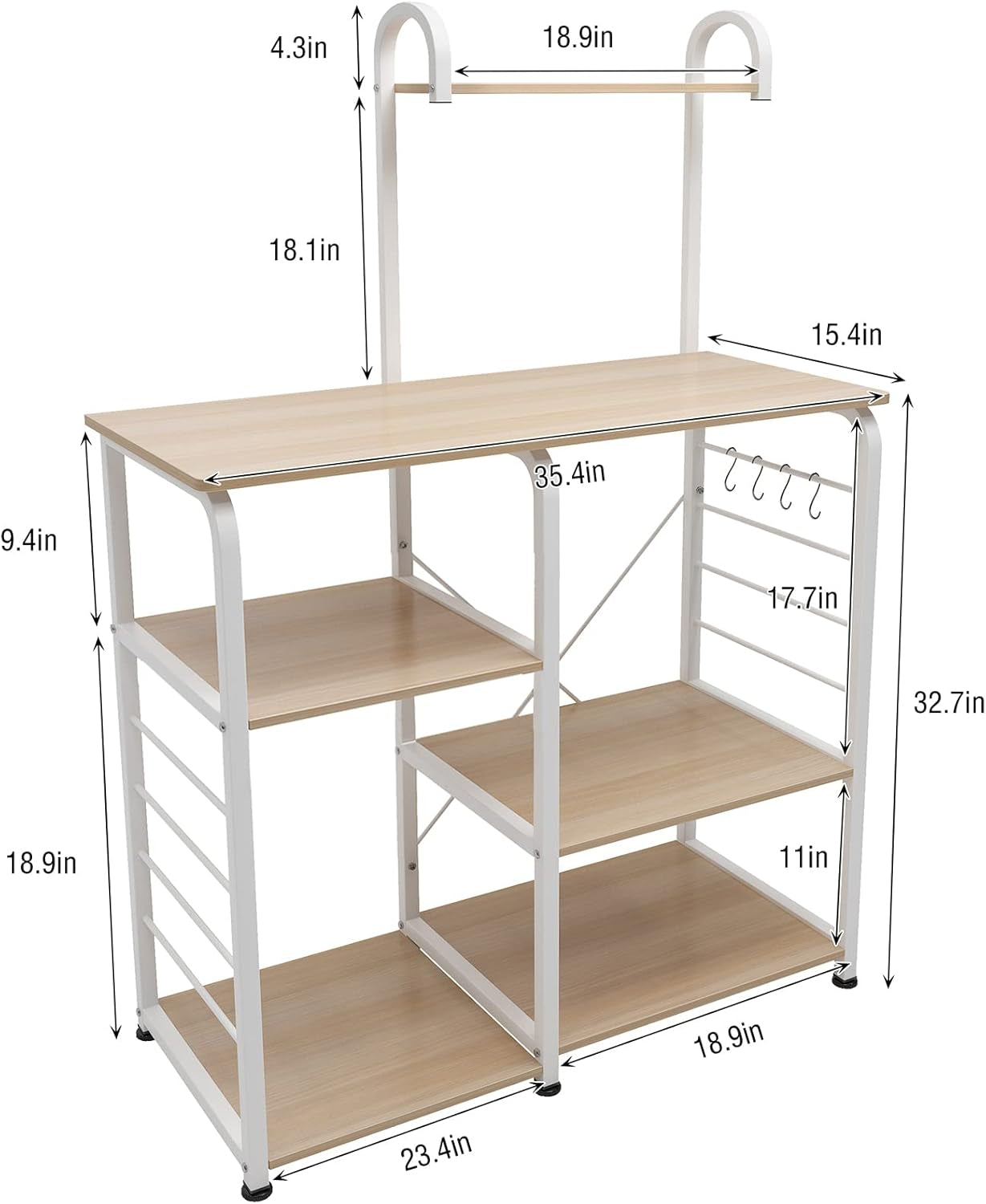 4-Tier Kitchen Baker'S Rack Utility Microwave Oven Stand Storage Cart Workstation Shelf ,White Oak 172-MO-SH