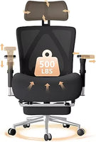 Big and Tall Office Chair 500Lbs with Footrest, Ergonomic Mesh Office Chair with Thicken Wide Cushion, 4D Armrest, Adjustable Lu
