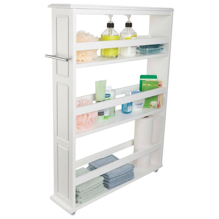 Slim Rolling Storage Cart, White