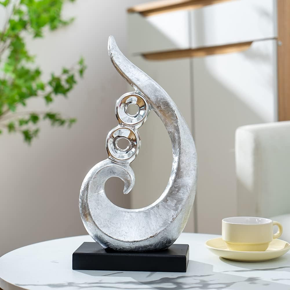 Ceramic Abstract Statue Decoration ,Gift, Silver ,Sculpture Office Home Decoration (1270)