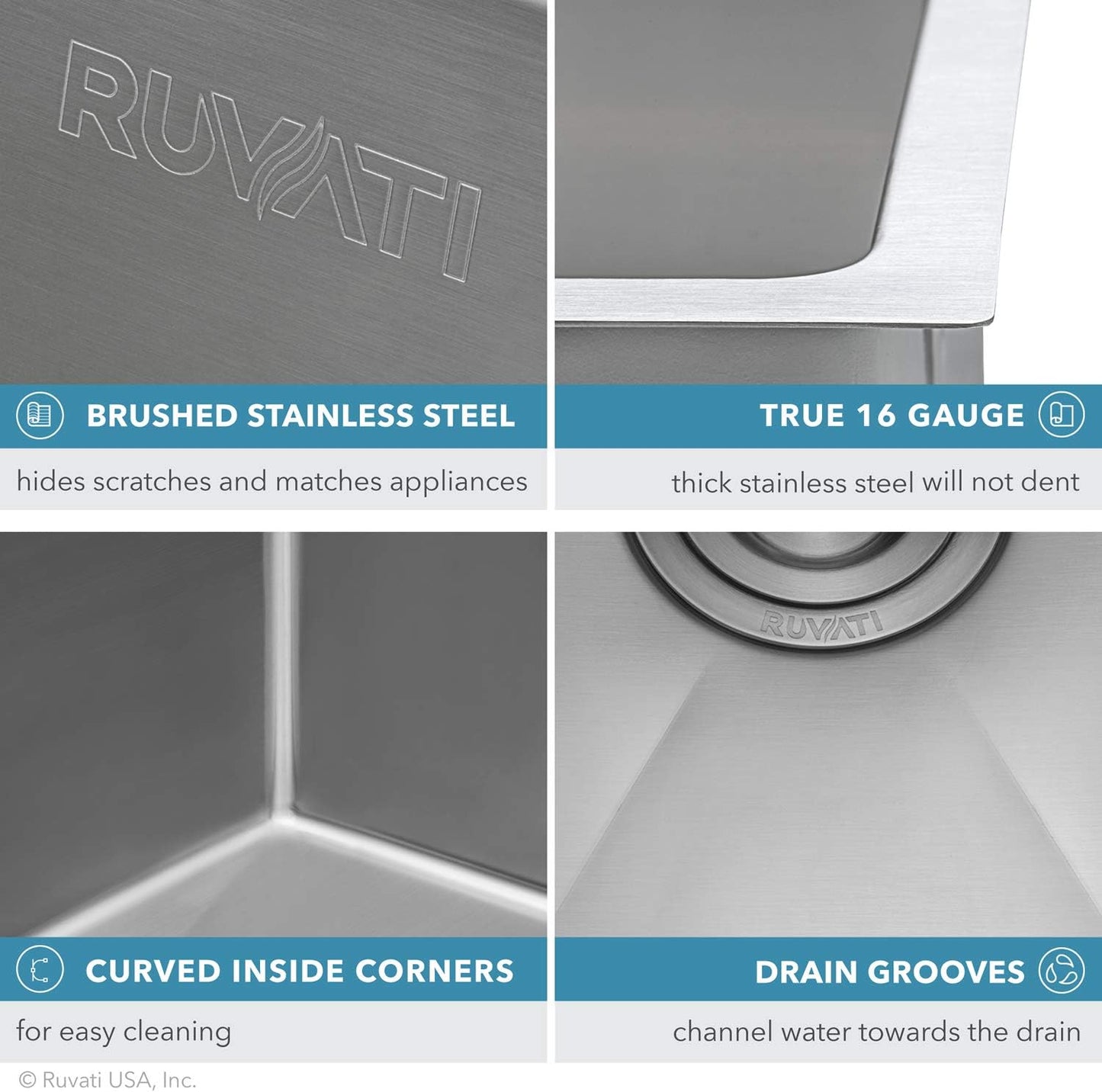 13 X 15 Inch Undermount Bar Prep Tight Raduis 16 Gauge Kitchen Sink Stainless Steel Single Bowl - RVH7013