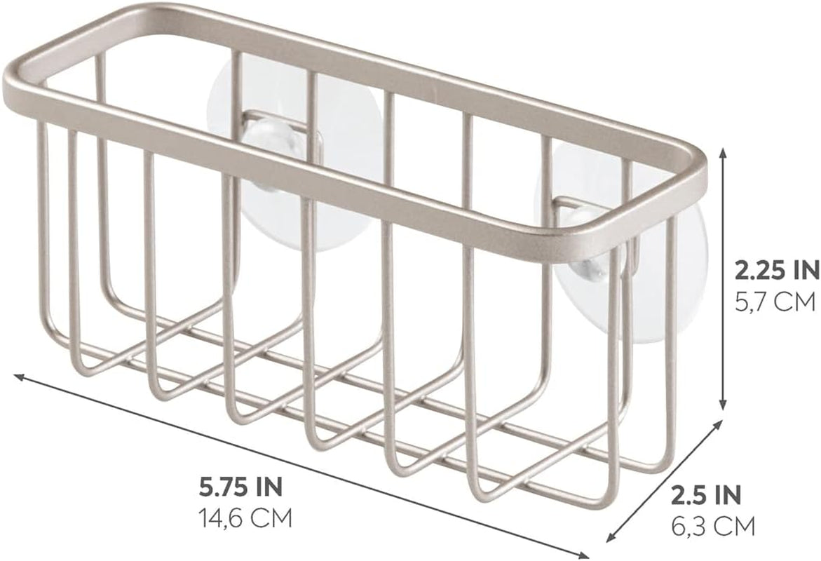 Idesign Rust-Resistant Stainless Steel Sponge Holder for Kitchen Sink with Suction Cups, the Gia Collection - Set of 1, Satin