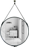 round Wall Mirror Decorative Mirror, Hanging Mirror with Hanging Strap Silver Hardware Hooker/Hanger (Black, 20'')