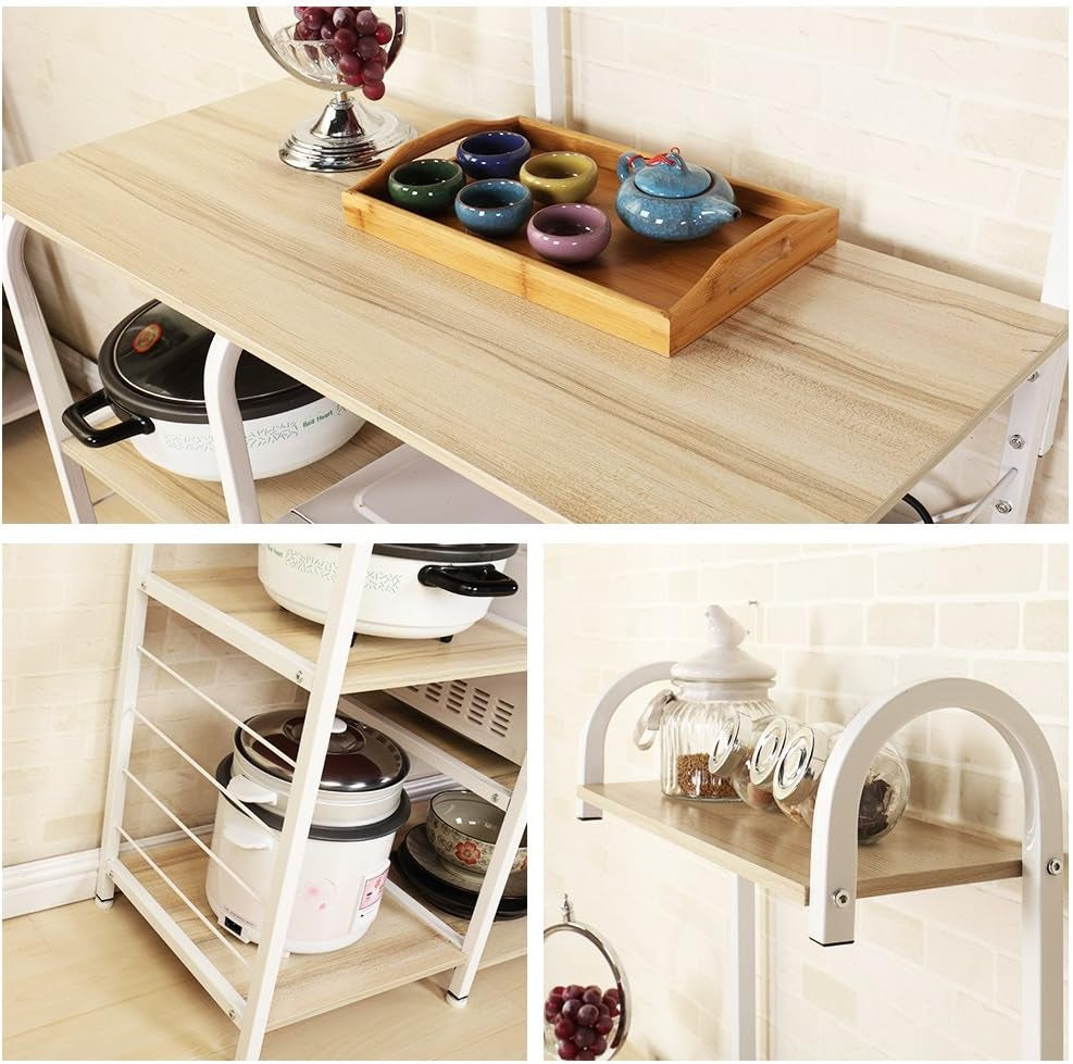 4-Tier Kitchen Baker'S Rack Utility Microwave Oven Stand Storage Cart Workstation Shelf ,White Oak 172-MO-SH