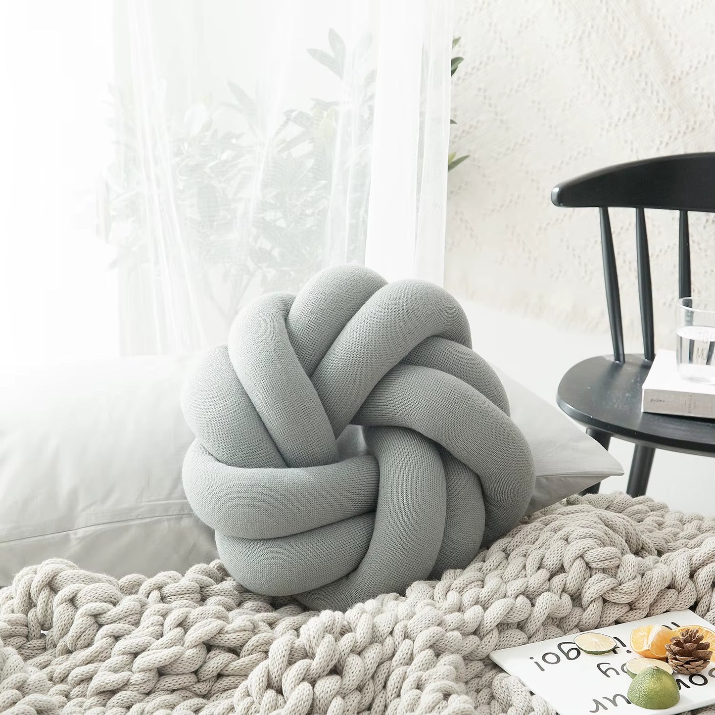 Cotton DIY Hand Knot Back Cushions Cozy Car Lumbar Pillow Home Decorative Sofa Seat Cushion Soft Office Hand Rest Pillows