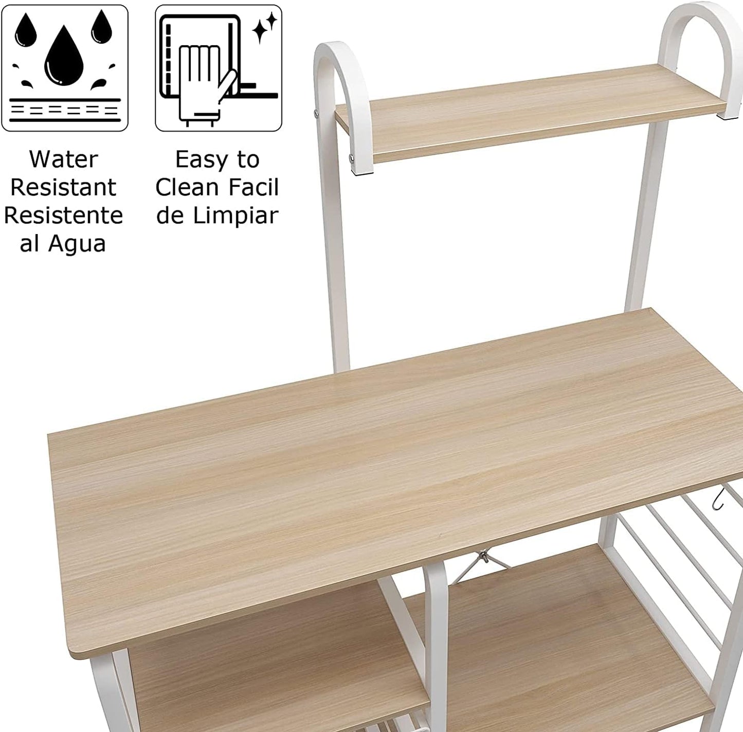 4-Tier Kitchen Baker'S Rack Utility Microwave Oven Stand Storage Cart Workstation Shelf ,White Oak 172-MO-SH