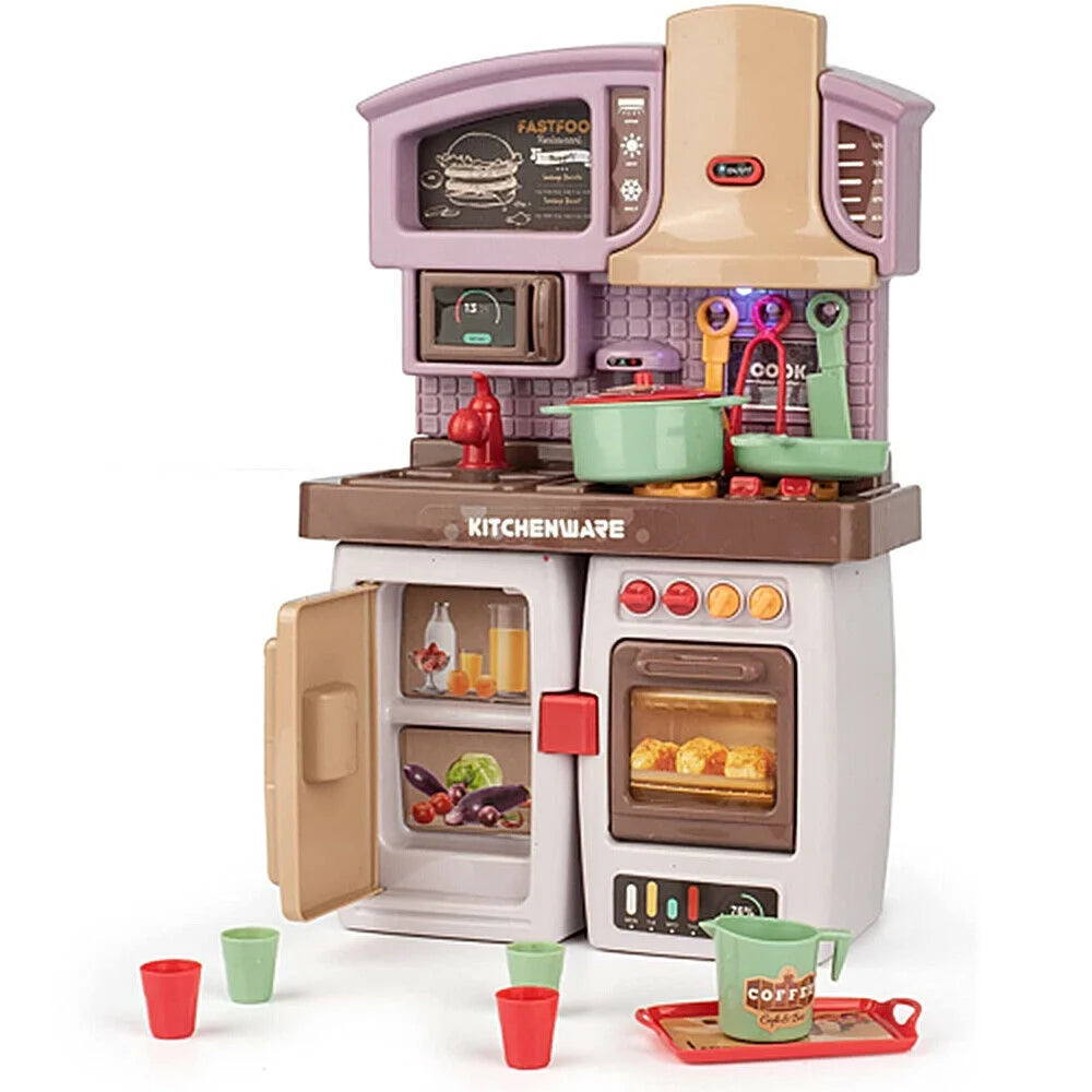 Mini Kitchen Play Set Pretend Playset BBQ Toy Cooking Sink for Kids, Gift, Toddler, Girl - Purple