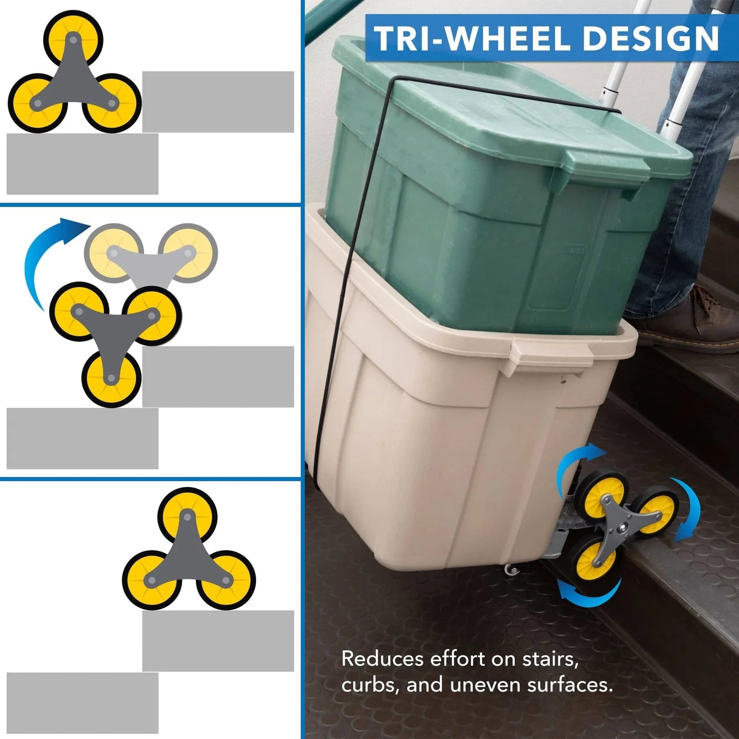 Tri-Wheel Stair Climber Hand Truck with Foldable Design