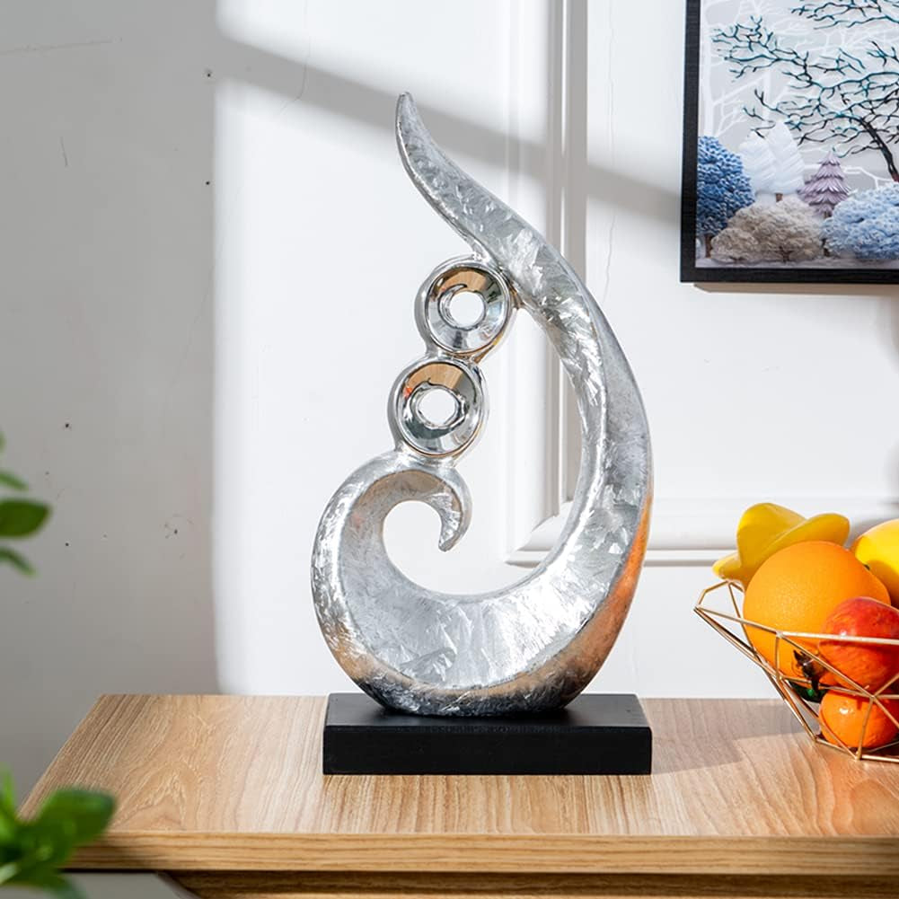 Ceramic Abstract Statue Decoration ,Gift, Silver ,Sculpture Office Home Decoration (1270)