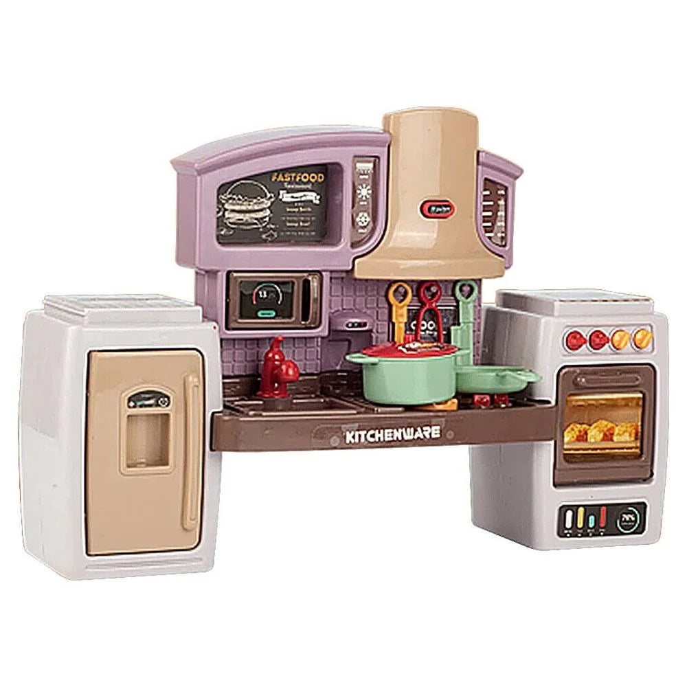 Mini Kitchen Play Set Pretend Playset BBQ Toy Cooking Sink for Kids, Gift, Toddler, Girl - Purple