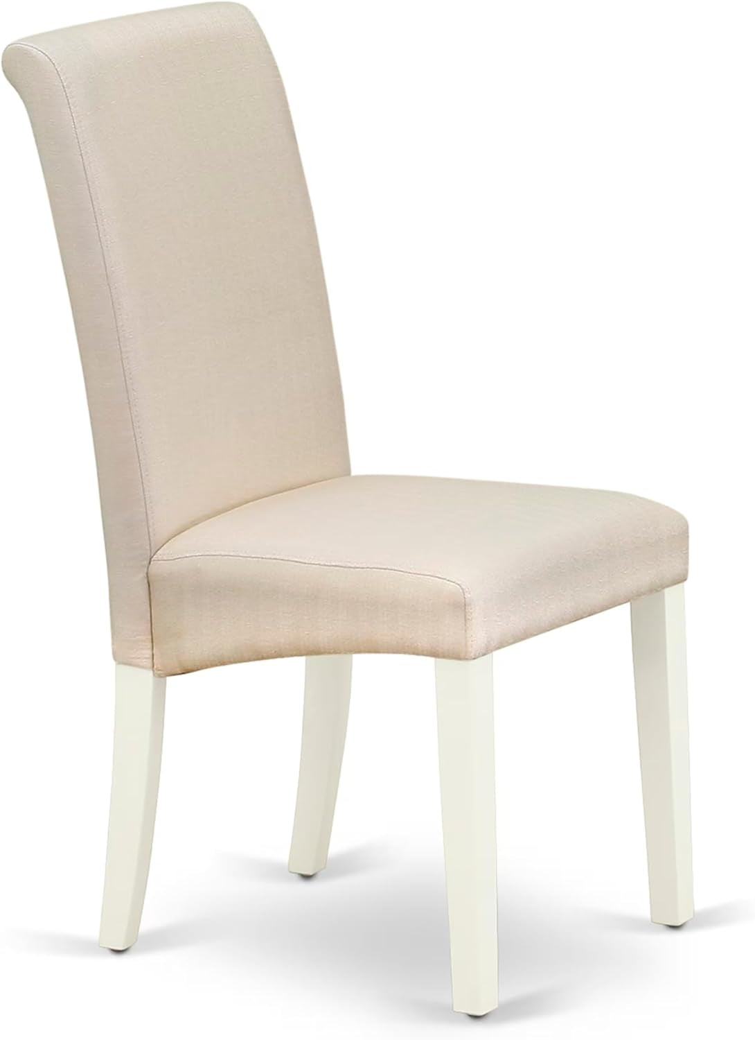 BOBA5-WHI-01 5 Piece Modern Dining Table Set Includes a round Kitchen Table and 4 Cream Linen Fabric Parsons Dining Chairs, 42X42 Inch, Linen White
