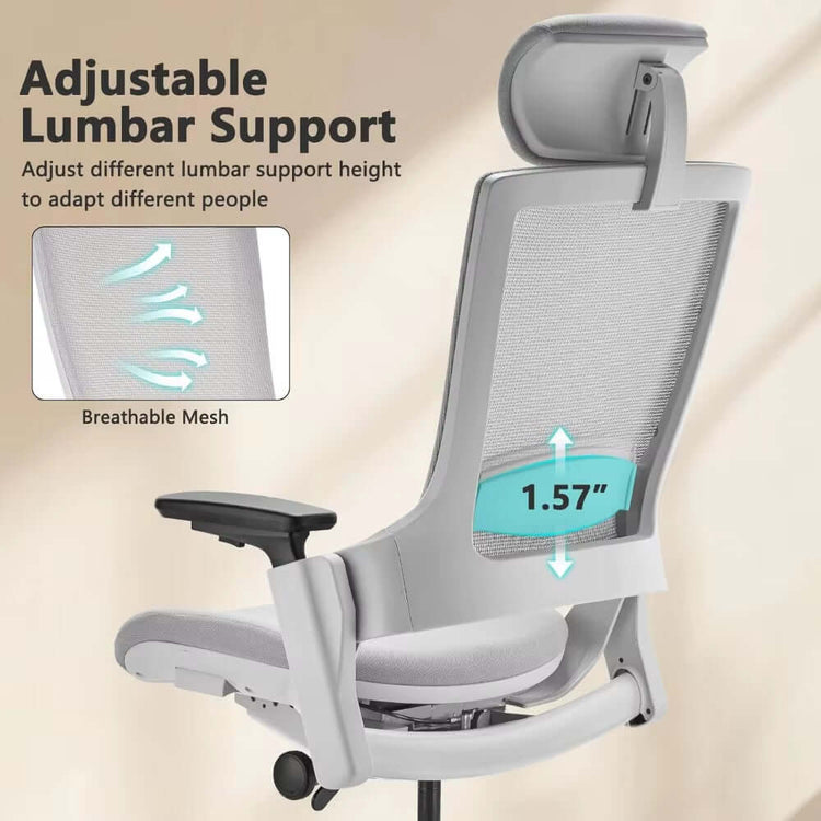 Big and Tall Office Chair 500Lbs with Footrest, Ergonomic Mesh Office Chair with Thicken Wide Cushion, 4D Armrest, Adjustable Lu