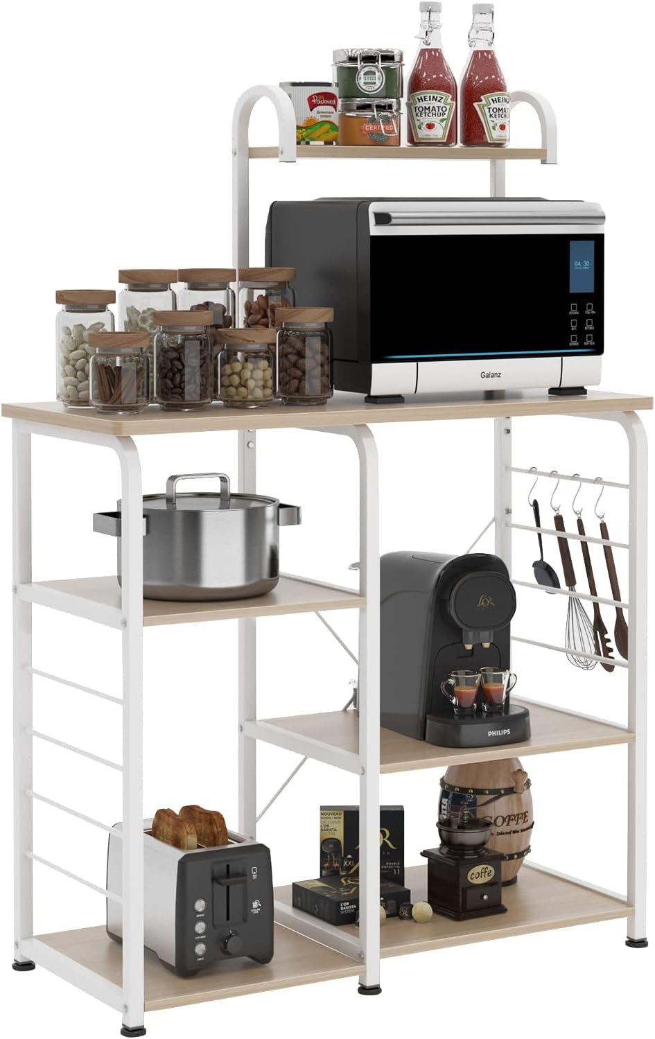 4-Tier Kitchen Baker'S Rack Utility Microwave Oven Stand Storage Cart Workstation Shelf ,White Oak 172-MO-SH