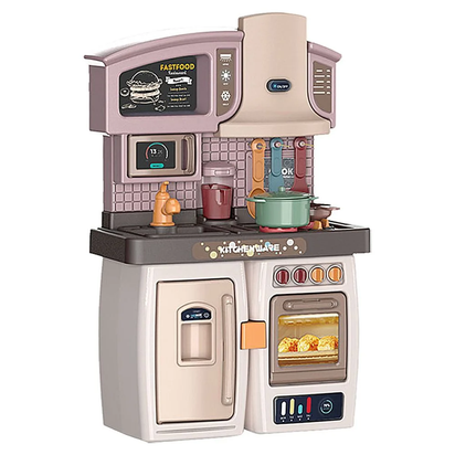 Mini Kitchen Play Set Pretend Playset BBQ Toy Cooking Sink for Kids, Gift, Toddler, Girl - Purple