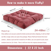 Square Floor Seat Pillows Cushions 22" X 22", Soft Thicken Yoga Meditation Cushion Pouf Tufted Corduroy Tatami Floor Pillow Reading Cushion Chair Pad Casual Seating for Adults & Kids, Rose Red