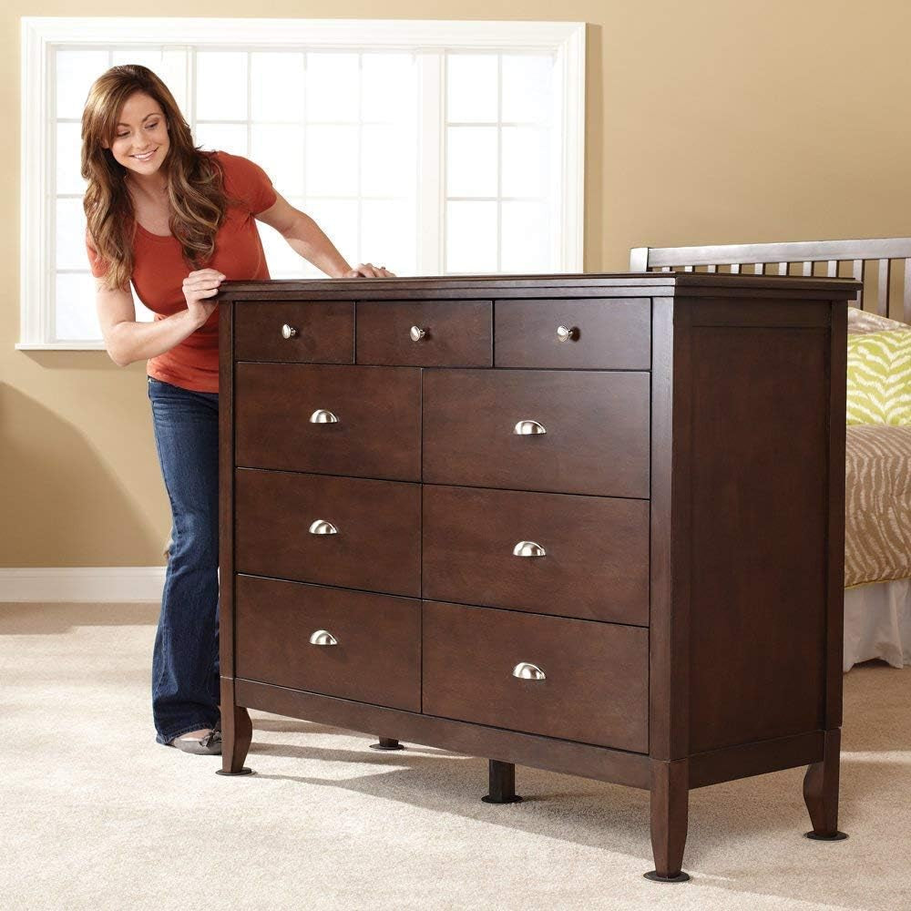 8 Pack Reusable Large Furniture Movers Sliders for Carpet, 5" Square Furniture Moving Pads, Carpet Sliders for Heavy Sofa Bed Couch Fridge, Furniture Glides Easily and Quickly (Beige)