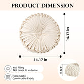 Round Throw Pillow Velvet Home Decoration Pleated round Pillow Cushion for Couch Chair Bed Car Orange