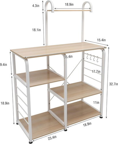 4-Tier Kitchen Baker'S Rack Utility Microwave Oven Stand Storage Cart Workstation Shelf ,White Oak 172-MO-SH