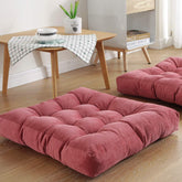 Square Floor Seat Pillows Cushions 22" X 22", Soft Thicken Yoga Meditation Cushion Pouf Tufted Corduroy Tatami Floor Pillow Reading Cushion Chair Pad Casual Seating for Adults & Kids, Rose Red
