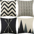 Set of 4 Decorative Geometric 18 X 18 Inches Throw Pillow Covers - Modern Pattern Linen Square Pillow Cushion Case for Sofa Couch Bed Home Outdoor Car (18" X 18", Beige/Black)