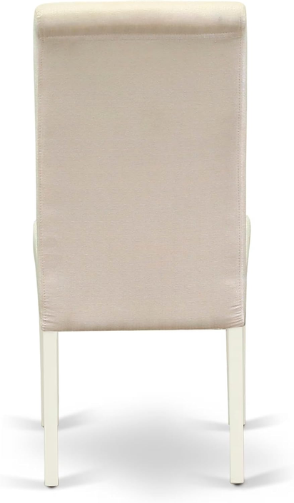 BOBA5-WHI-01 5 Piece Modern Dining Table Set Includes a round Kitchen Table and 4 Cream Linen Fabric Parsons Dining Chairs, 42X42 Inch, Linen White