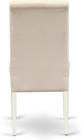 BOBA5-WHI-01 5 Piece Modern Dining Table Set Includes a round Kitchen Table and 4 Cream Linen Fabric Parsons Dining Chairs, 42X42 Inch, Linen White