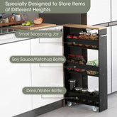 Black Particle Board 19 In. Rolling Kitchen Sideboard Slim Storage Cart Mobile Shelving Organizer with Handle