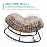 Outdoor Rocking Chair, Indoor Lounge Rocking Chair with Cushion Chair, Beige