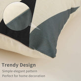 Set of 4 Decorative Geometric 18 X 18 Inches Throw Pillow Covers - Modern Pattern Linen Square Pillow Cushion Case for Sofa Couch Bed Home Outdoor Car (18" X 18", Beige/Black)