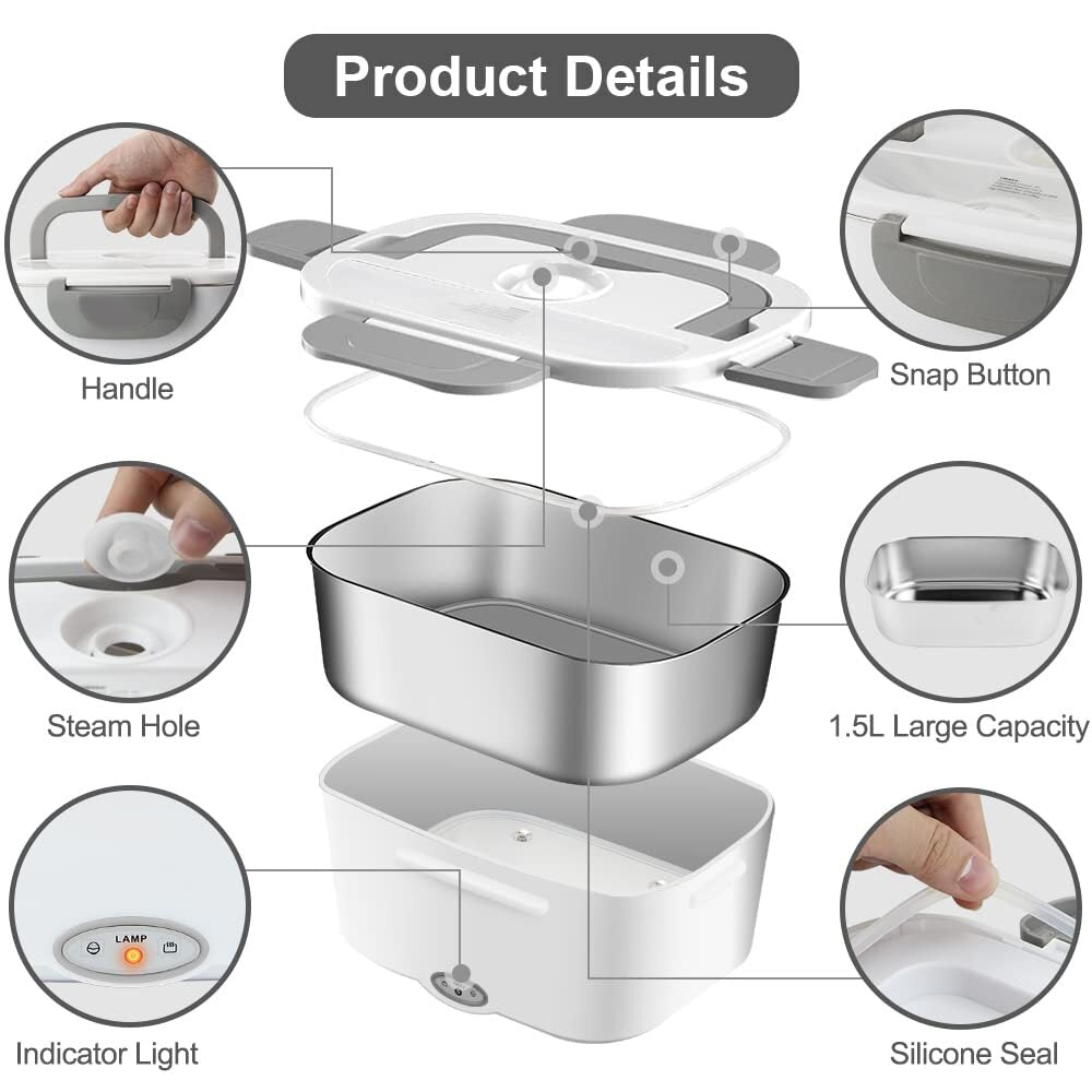 Loncheras Electrica Para Calentar El Almuerzo Comida Caliente Trabajo Carro 110V