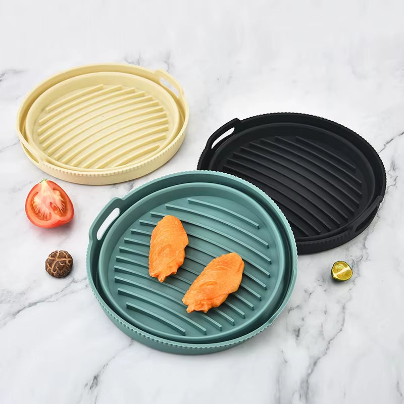 1/2 Airfryer Silicone Basket Oven Baking Tray Silicone Mold for Air Fryer Pizza Fried Chicken Basket Air Fryer Baking Dishes Pan