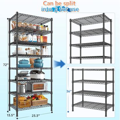 8-Tier Wire Shelving Unit Adjustable Metal Storage Shelves for Bathroom，Pantry，Kitchen，Laundry Room,72
