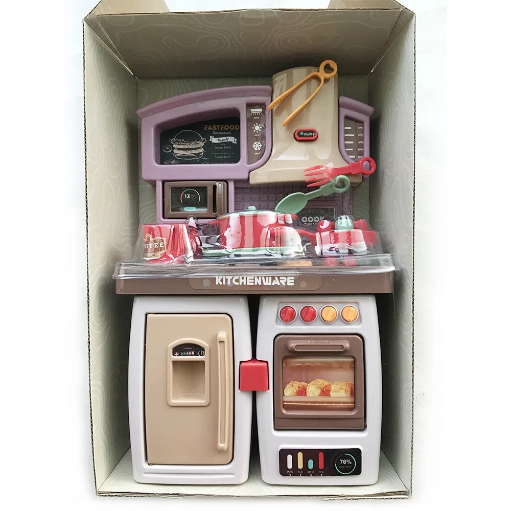 Mini Kitchen Play Set Pretend Playset BBQ Toy Cooking Sink for Kids, Gift, Toddler, Girl - Purple