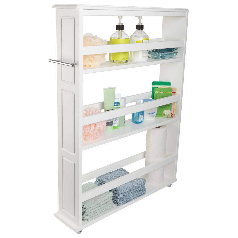 Slim Rolling Storage Cart, White
