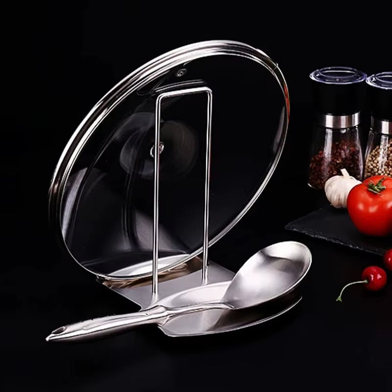 Stainless Steel Pot Lid Rack Detachable Pan Cover Shelf Kitchen Multifunctional Spatula Holder Spoon Stand Kitchen Accessories