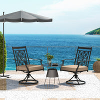 2 Pieces Patio 360 Degree Swivel Chairs with Blossom Pattern Backrest and Cushions