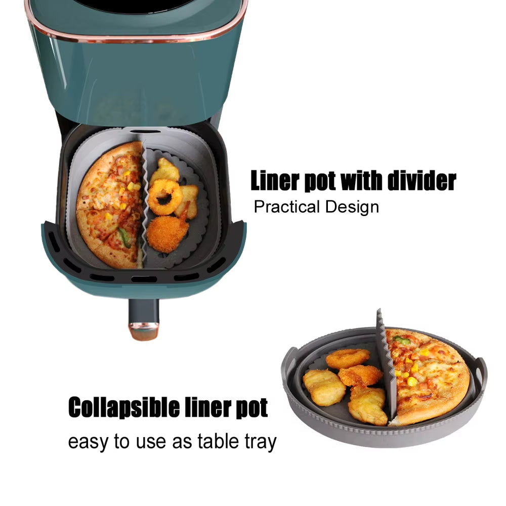 1/2 Airfryer Silicone Basket Oven Baking Tray Silicone Mold for Air Fryer Pizza Fried Chicken Basket Air Fryer Baking Dishes Pan