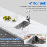 10"X18"X6" Bar Sink Undermount, Small Kitchen Sink Single Bowl 304 Stainlesss Steel, Wet Bar Prep Sink with Drain Assembly, Brushed