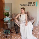 Outdoor Rocking Chair, Indoor Lounge Rocking Chair with Cushion Chair, Beige