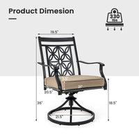 2 Pieces Patio 360 Degree Swivel Chairs with Blossom Pattern Backrest and Cushions