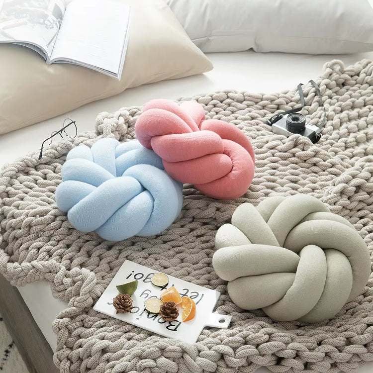 Cotton DIY Hand Knot Back Cushions Cozy Car Lumbar Pillow Home Decorative Sofa Seat Cushion Soft Office Hand Rest Pillows