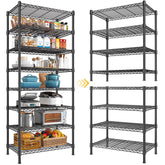 8-Tier Wire Shelving Unit Adjustable Metal Storage Shelves for Bathroom，Pantry，Kitchen，Laundry Room,72"H X 23.3"W X 13.5"D,Black