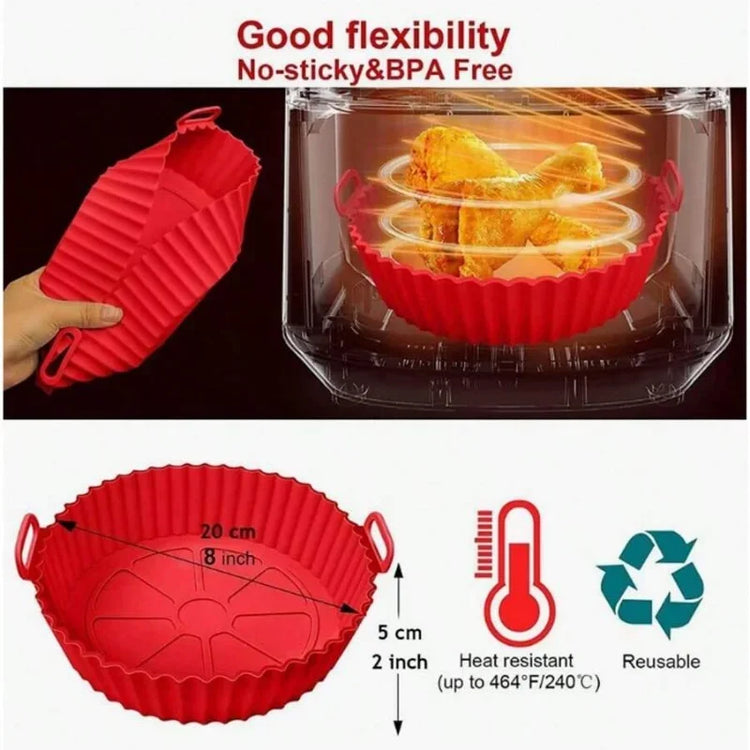 1/2 Pack Silicone Air Fryer Liner Pot Non-Stick Silicone Basket Bowl Reusable Baking Tray Kitchen Items Baking Pan