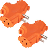 ETL Listed 3-Outlet Grounding Adapter, Heavy Duty 3-Prong Power Extender, Wall Socket Grounded Power Tap, 392℉ Fire-Retardant Material for Industrial Household Appliances, Orange, 2 Pack