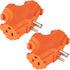 ETL Listed 3-Outlet Grounding Adapter, Heavy Duty 3-Prong Power Extender, Wall Socket Grounded Power Tap, 392℉ Fire-Retardant Material for Industrial Household Appliances, Orange, 2 Pack