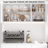 Aybike 71" Tall Kitchen Pantry Cabinet with Charge Station & LED Light, Freestanding Food Pantry with 4 Cabinets, 3 Drawers & Microwave Shelf, Kitchen Hutch Storage, Adjustable Shelves