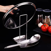 Stainless Steel Pot Lid Rack Detachable Pan Cover Shelf Kitchen Multifunctional Spatula Holder Spoon Stand Kitchen Accessories