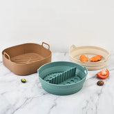 1/2 Airfryer Silicone Basket Oven Baking Tray Silicone Mold for Air Fryer Pizza Fried Chicken Basket Air Fryer Baking Dishes Pan
