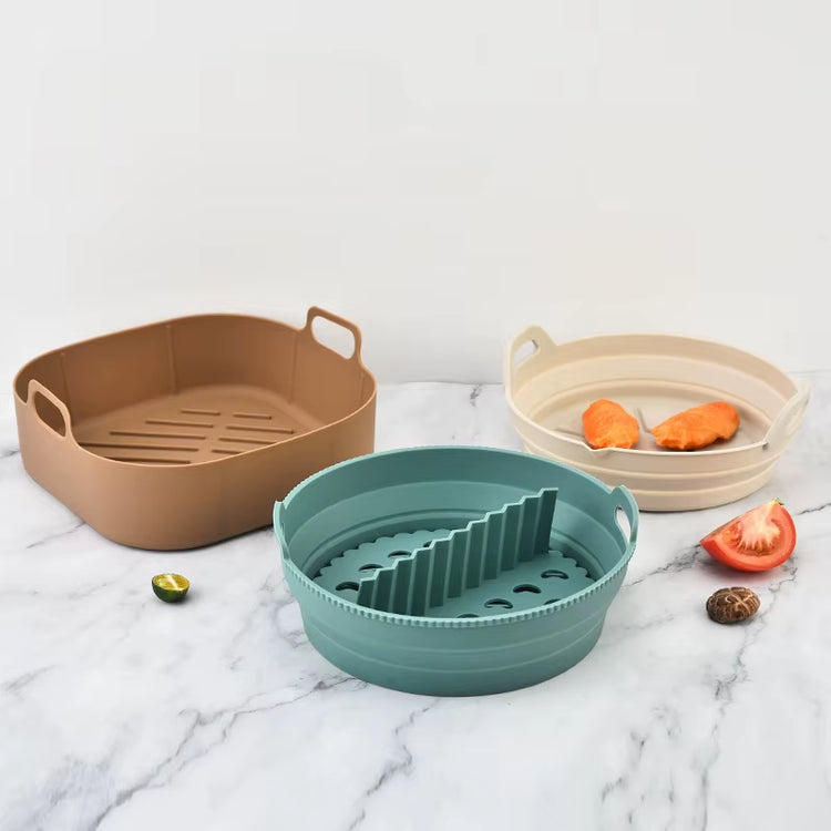 1/2 Airfryer Silicone Basket Oven Baking Tray Silicone Mold for Air Fryer Pizza Fried Chicken Basket Air Fryer Baking Dishes Pan