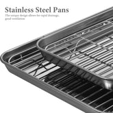 2 Pcs Stainless Steel Drainer Trays 23X17CM 31X24CM Rapid Drainage Vegetable Fruit Storage Pans Barbecue Baking